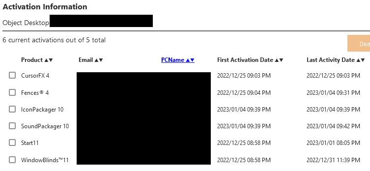 Activation count bug on the website. Shows I have 6 out of 5.