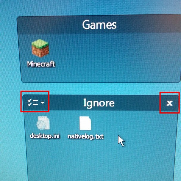 Example of title bar buttons