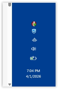 Bottom right corner of screen, taskbar on right