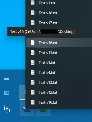 jump list path tooltip