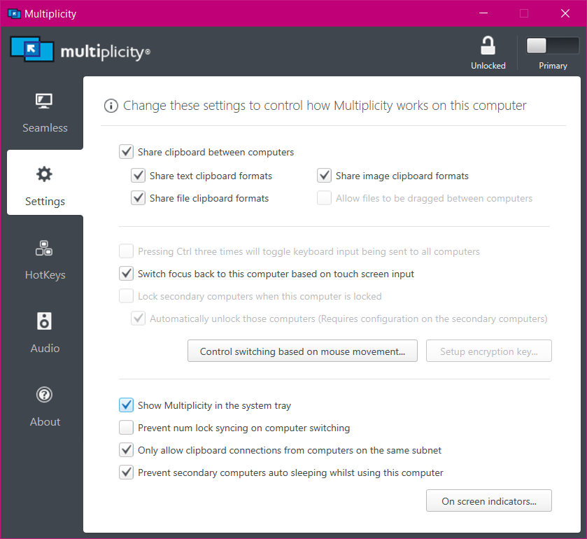 Multiplicity Settings