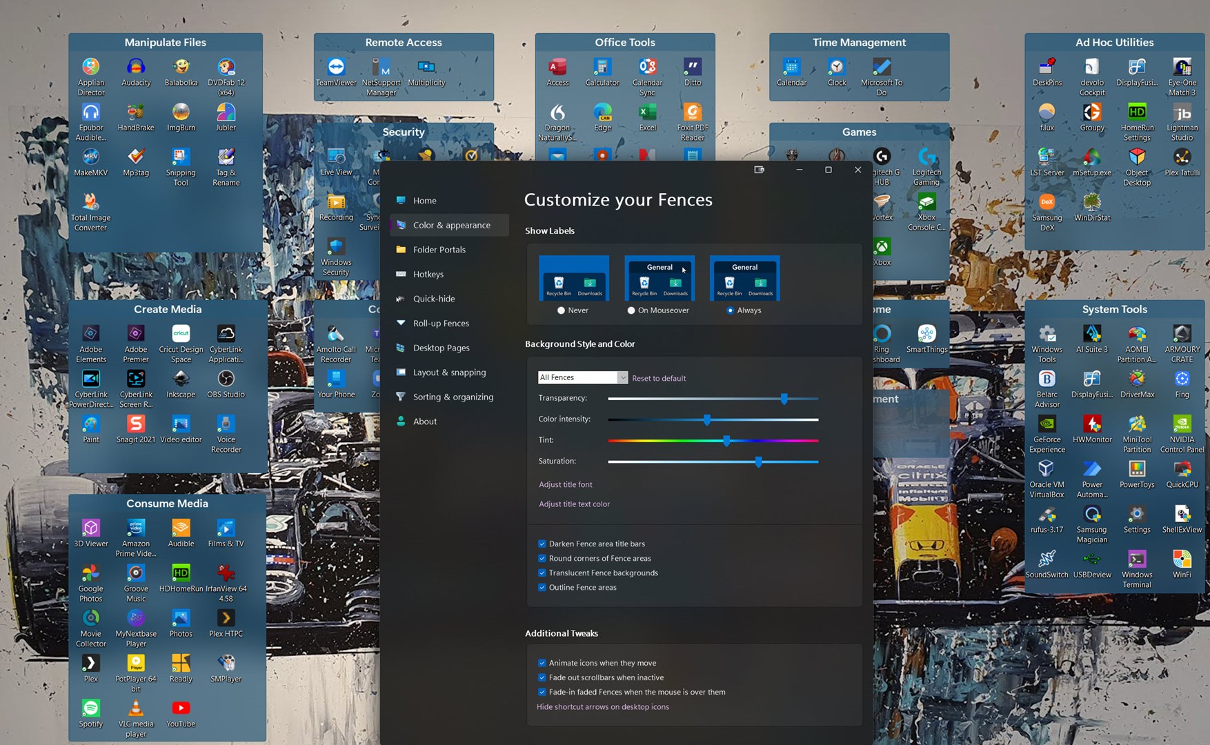 Fences' settings when anomaly apparent