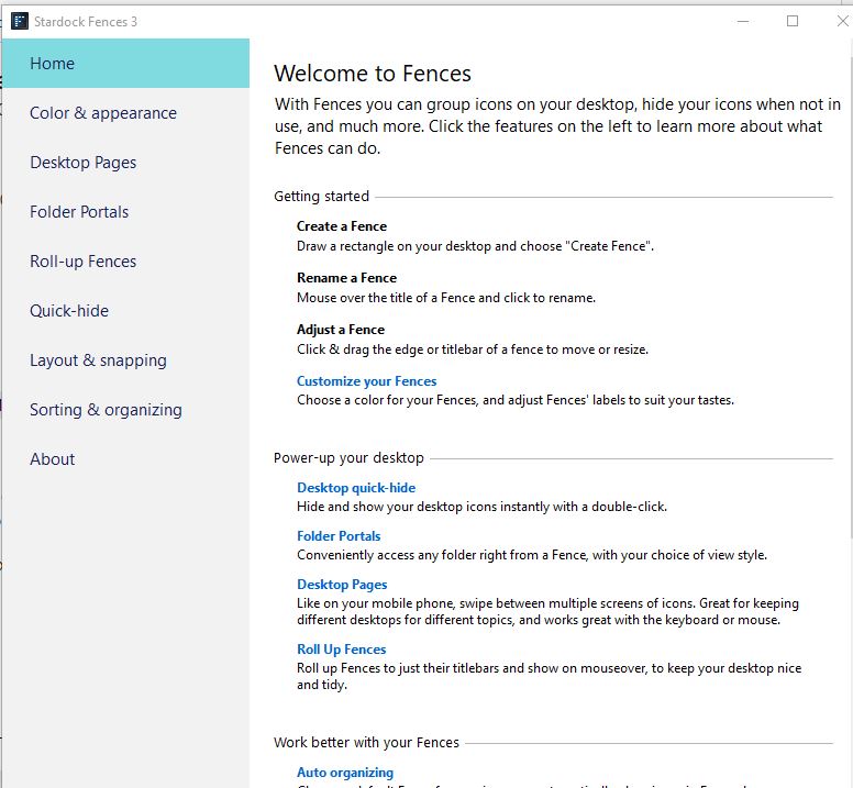 Randy Waldman Fences welcome screen on boot