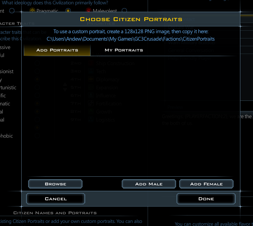 As you can see, no default citizen portraits