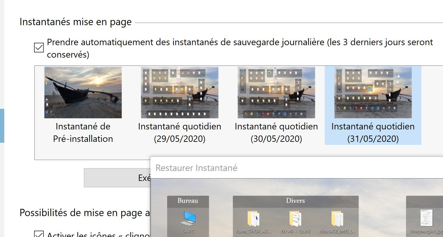 snapshot to restore with title