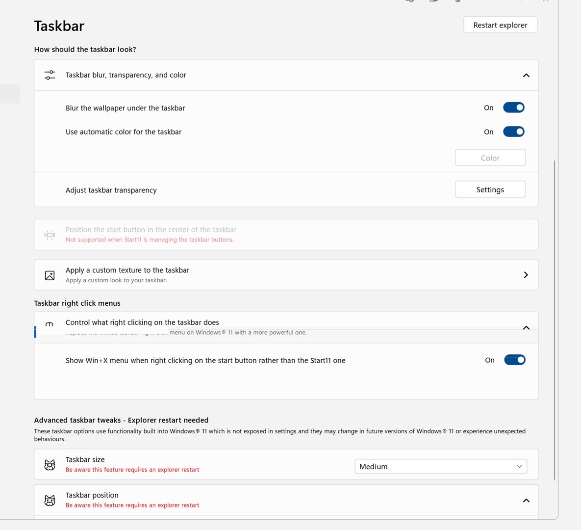 taskbark right click menu option