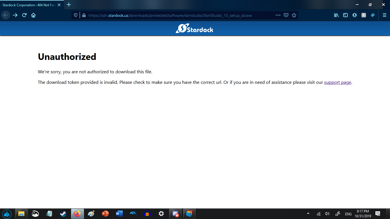 the error i get