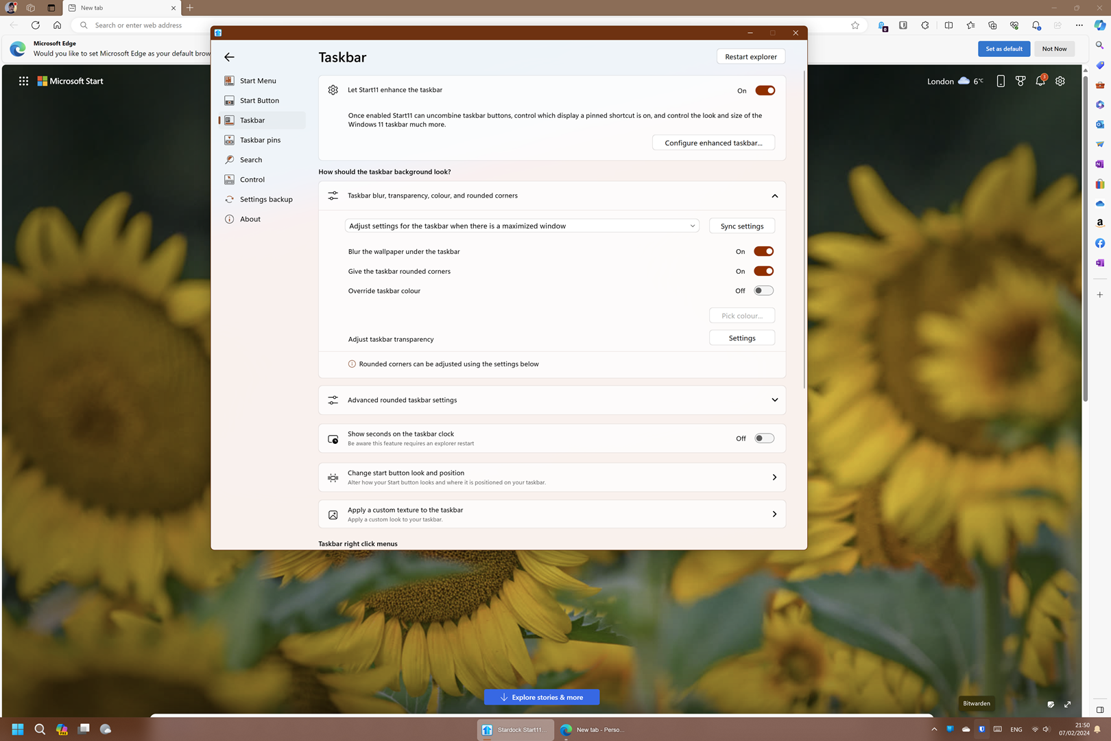 taskbar rounded maximize window