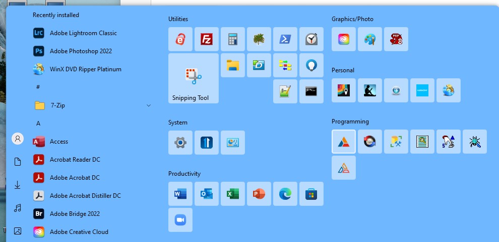 Start 11 Win10 menu