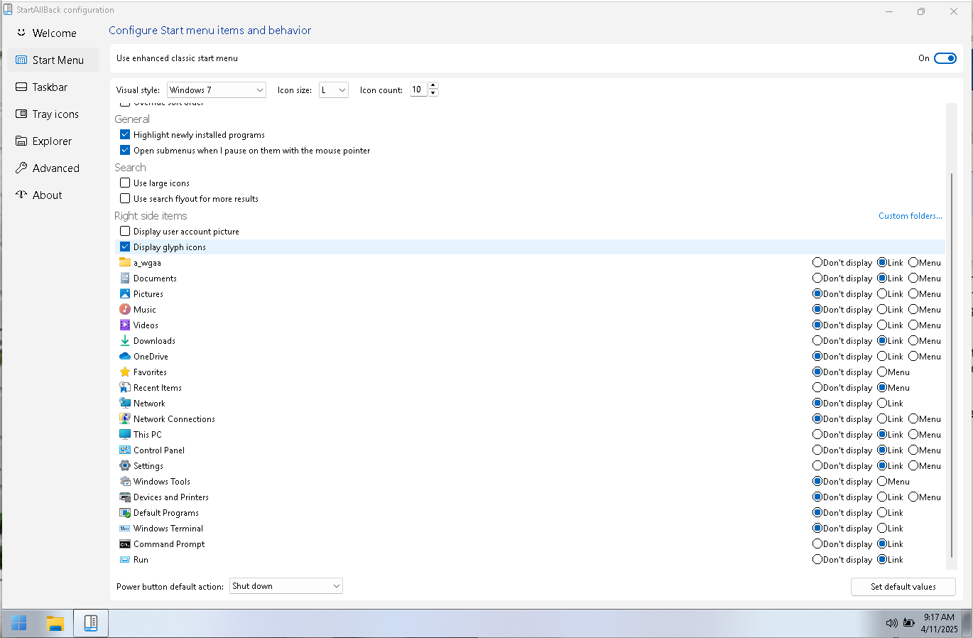 StartAllBack Preferences
