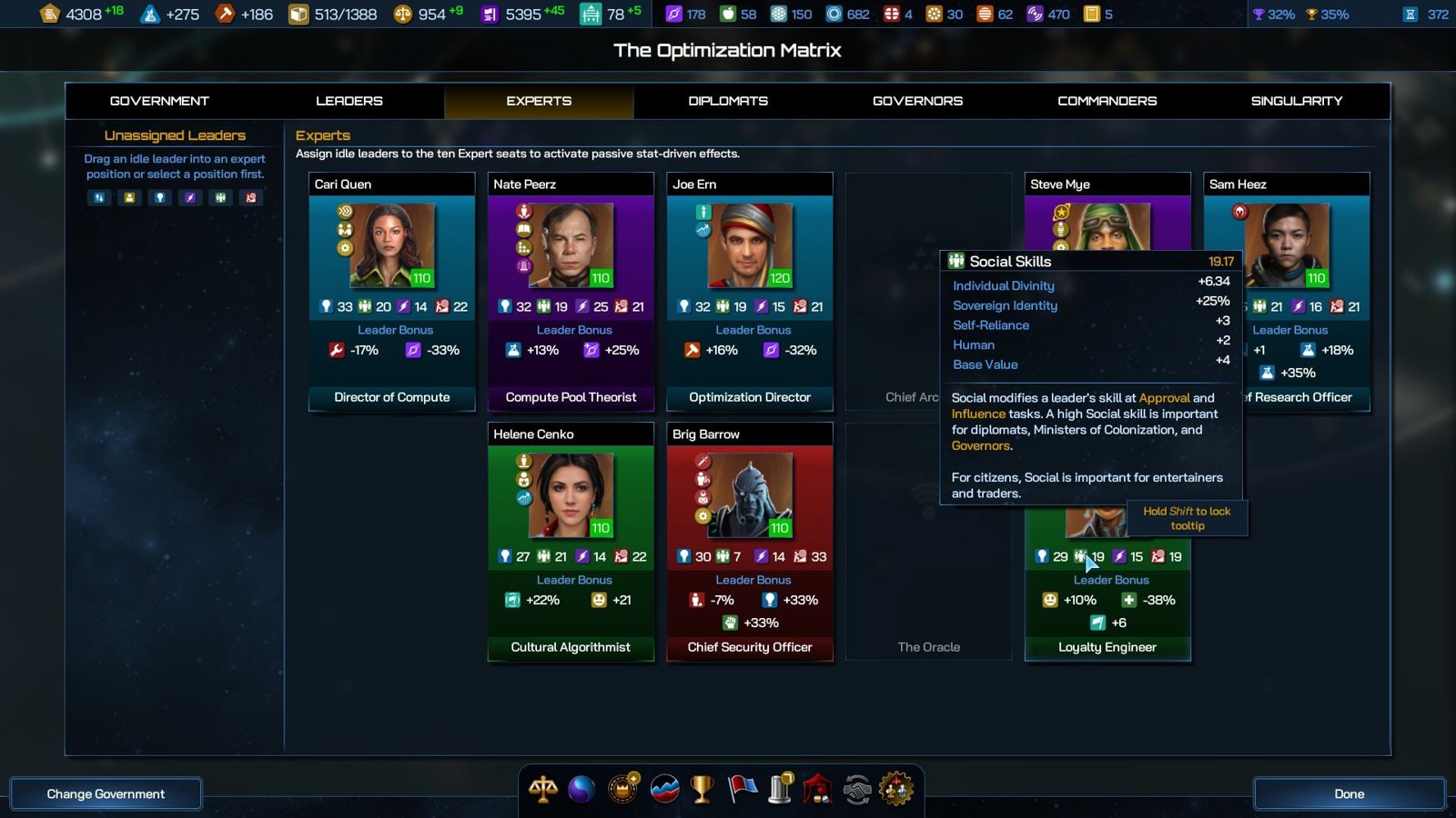 r/GalCiv - While playing as new Terran Alliance with Technocratic government I have menaged to get all leaders to cost 0.